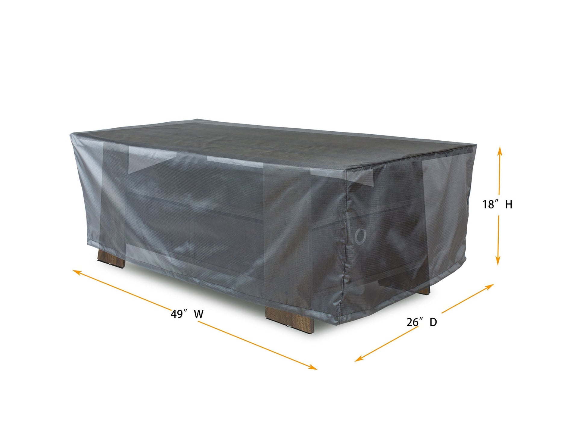 Coffee table cover Mercury gray fabric 49x26x18 for outdoor use by Shield Outdoor Covers on Tampa Home & Garden Store