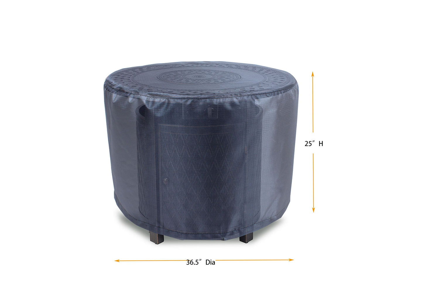 Round fire table cover Mercury by Shield Outdoor Covers, 36.5 Dia x 25 H, navy fabric on Tampa Home & Garden Store