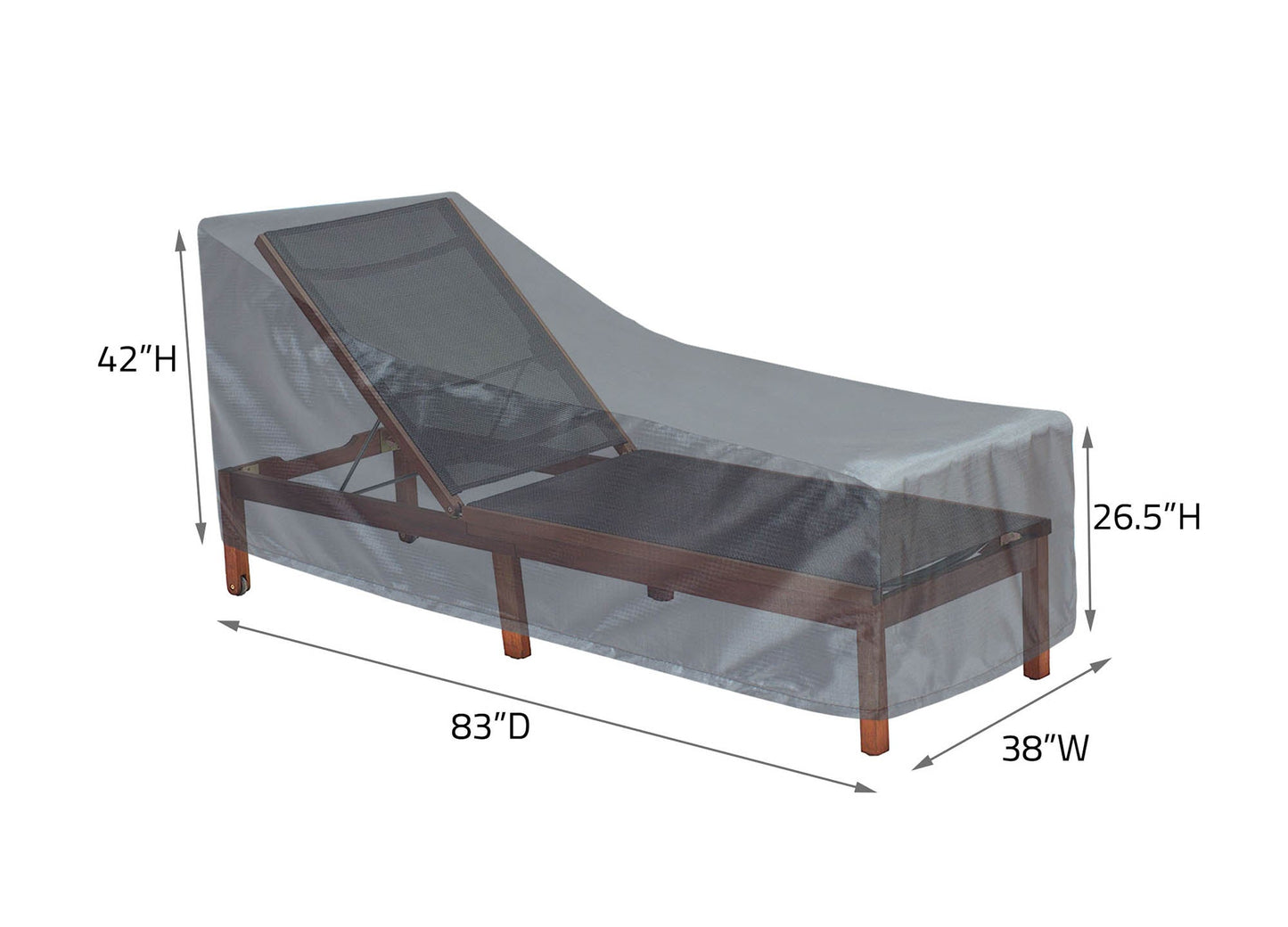 Chaise Lounge Cover Large 38W x 83D x 42H Mercury Shield Outdoor Covers gray cover on Tampa Home & Garden Store