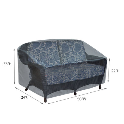 Mercury Loveseat Glider Chair Cover in blue floral outdoor fabric by Shield Outdoor Covers on Tampa Home & Garden Store