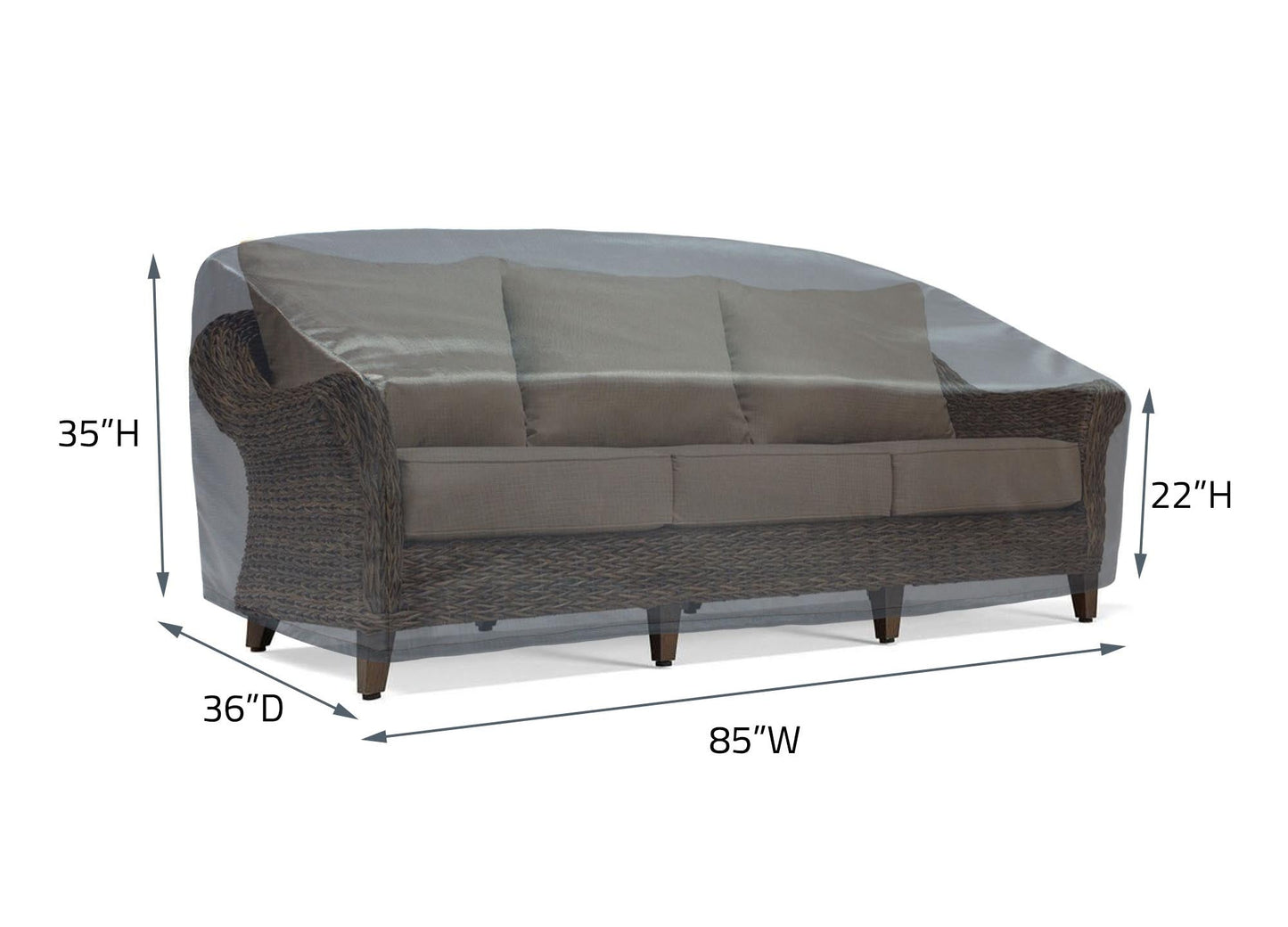 Sofa Cover 85W x36D x35H Mercury light gray outdoor cover for sofa on Tampa Home & Garden Store