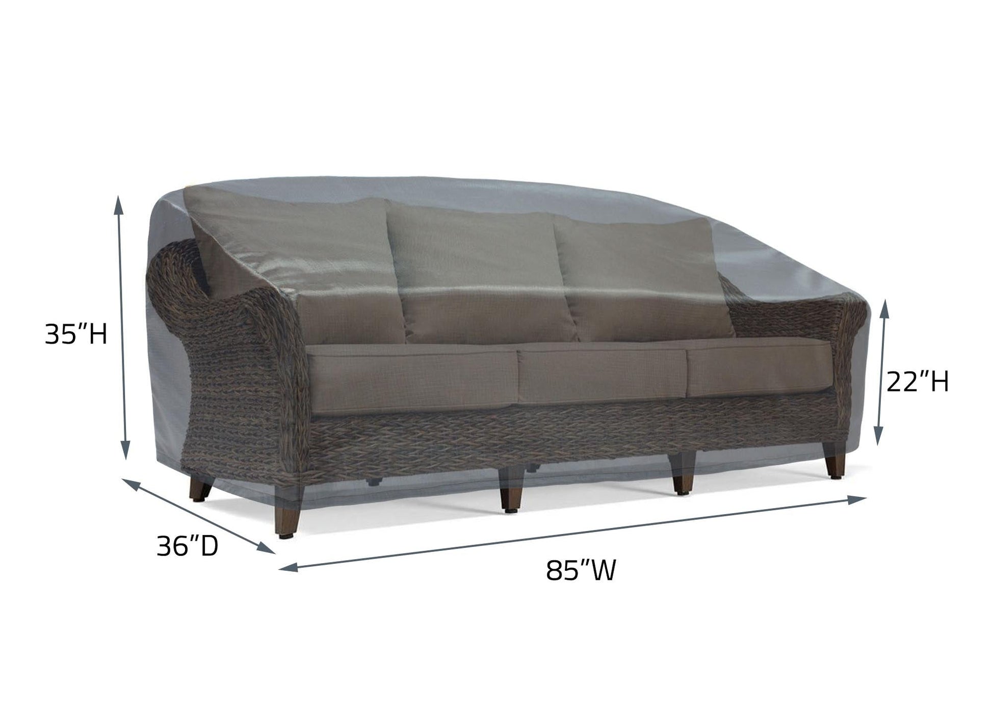 Sofa Cover 85W x36D x35H Mercury light gray outdoor cover for sofa on Tampa Home & Garden Store
