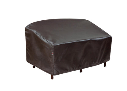 Loveseat Cover X Large Mercury in brown weatherproof fabric over an outdoor loveseat on Tampa Home & Garden Store