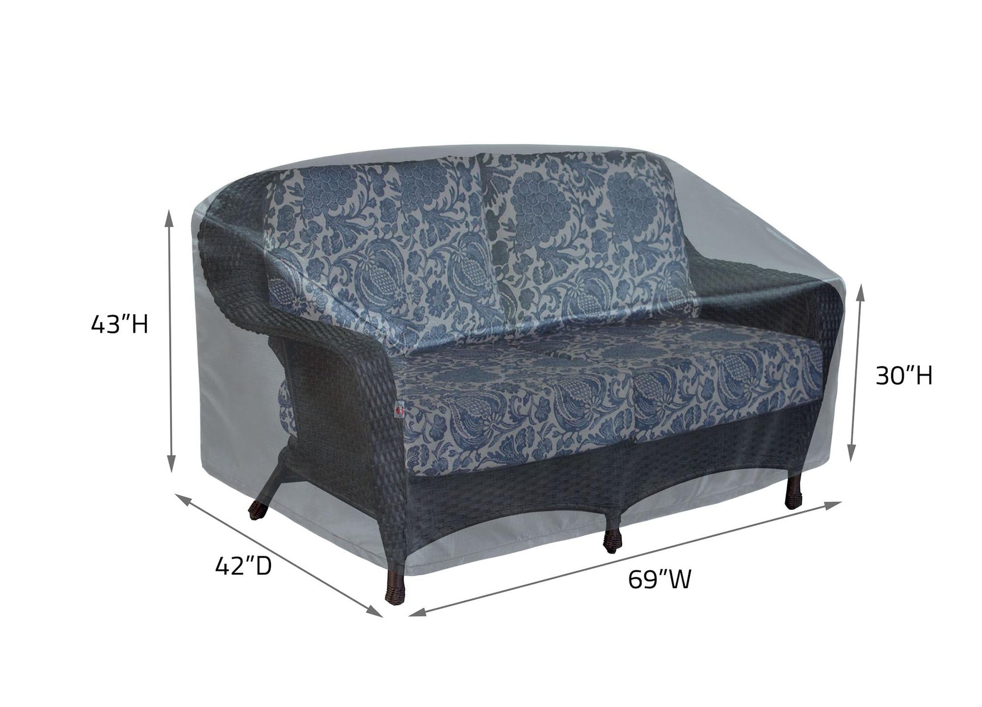 Loveseat Cover X Large Mercury by Shield Outdoor Covers for 69W x 42D x 43H outdoor loveseat on Tampa Home & Garden Store