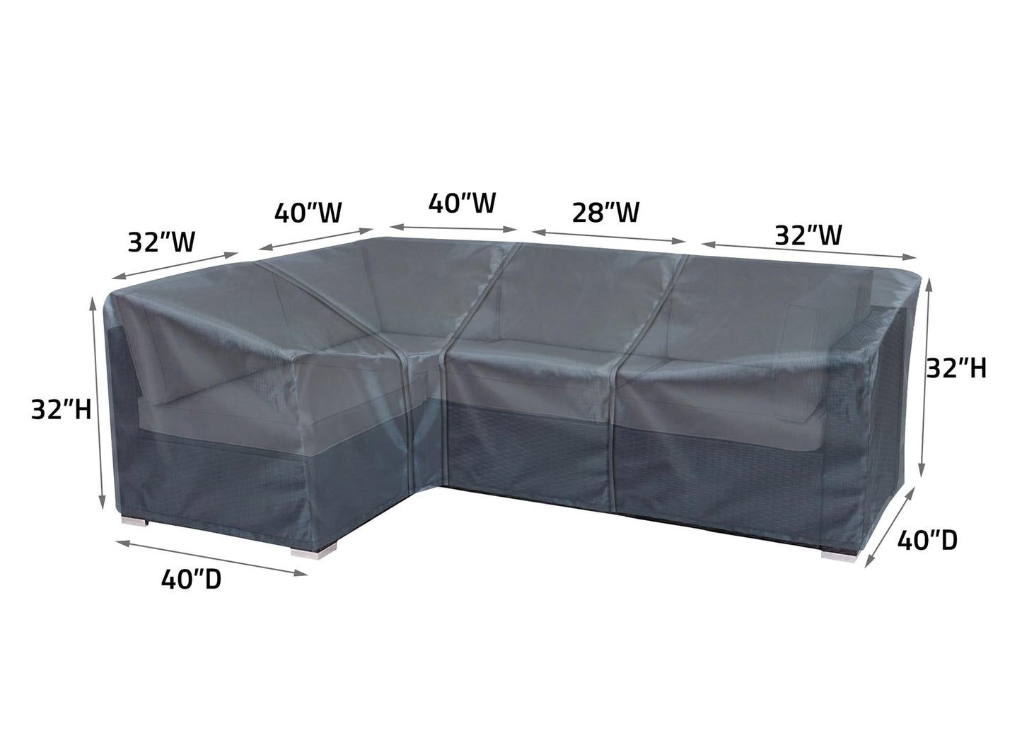 Modular Right End Mercury Shield Outdoor Covers for sectional cover gray outdoor furniture on Tampa Home & Garden Store