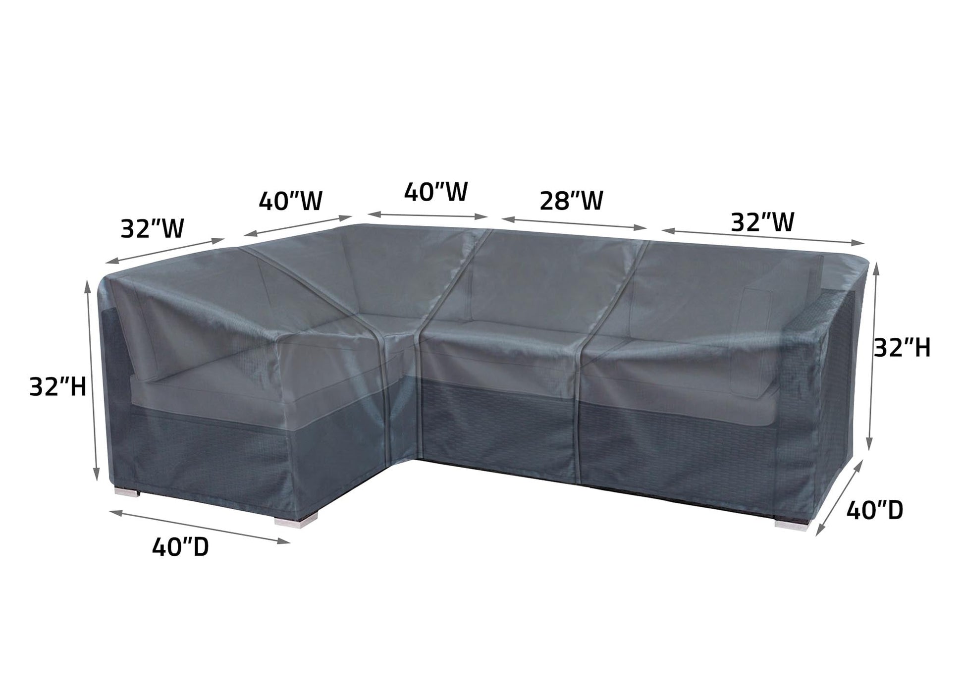 Modular Right End Mercury Shield Outdoor Covers for sectional cover gray outdoor furniture on Tampa Home & Garden Store