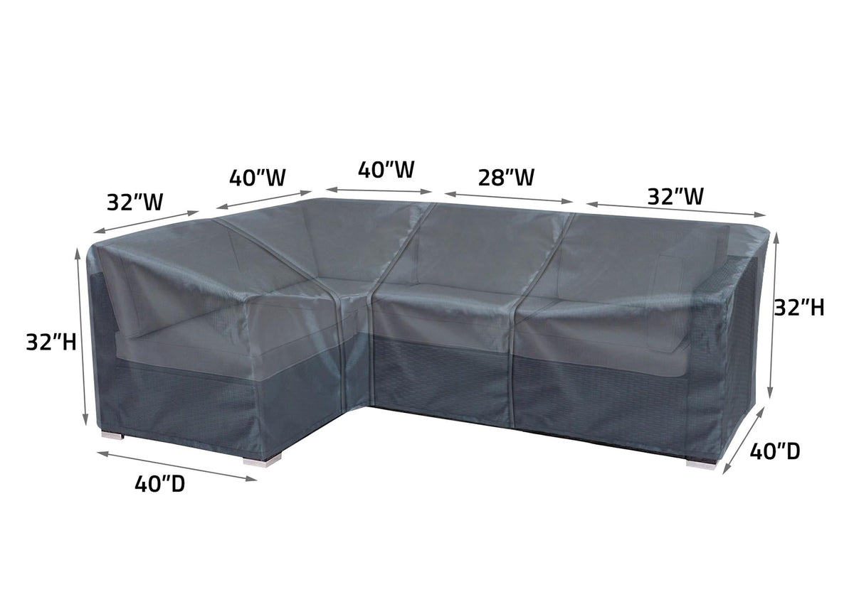 Modular left end cover for Mercury by Shield Outdoor Covers, 32W x 40D x 32H, dark gray on Tampa Home & Garden Store