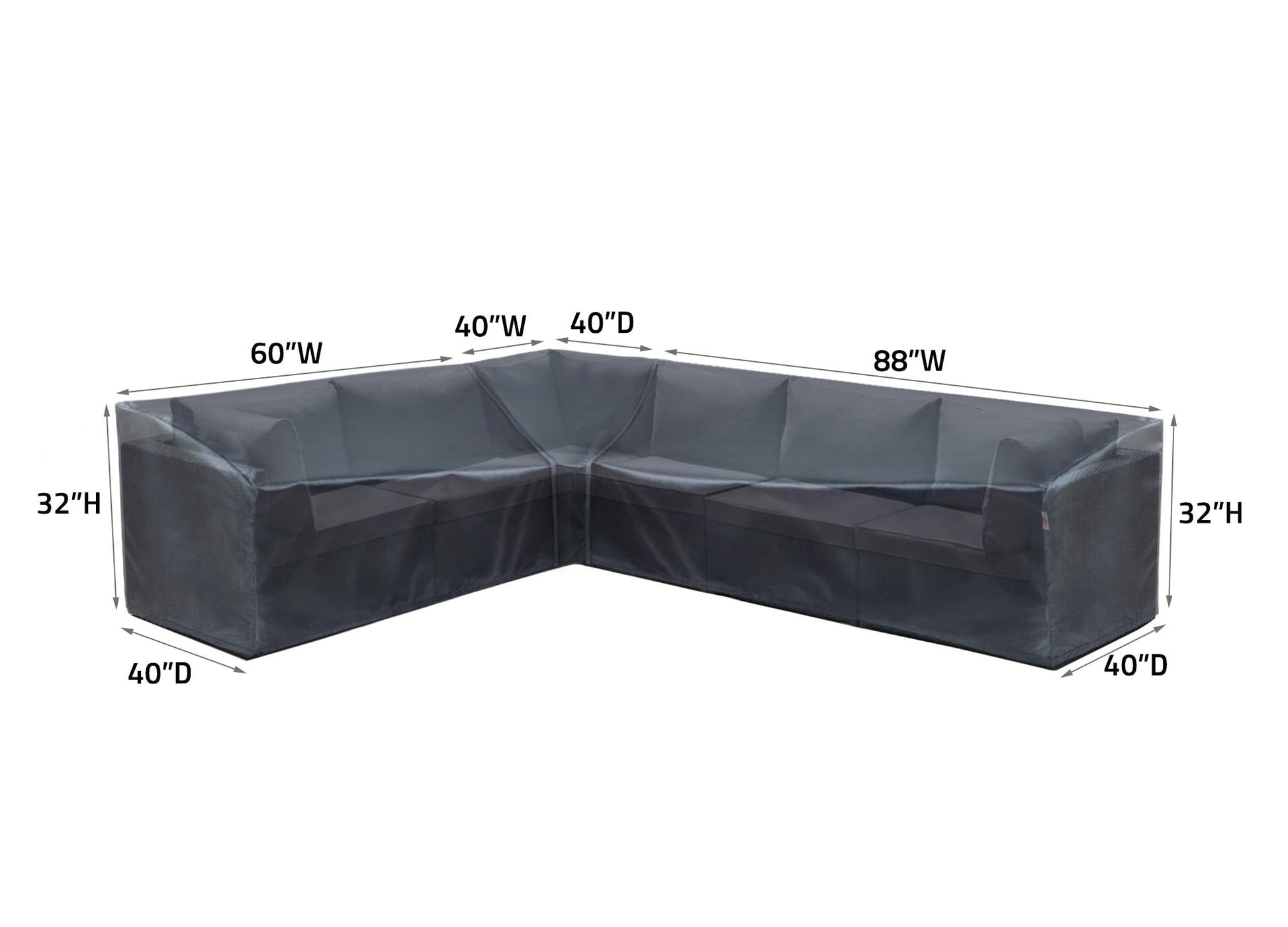 Modular Straight Corner Mercury cover for 40Wx40Dx32H outdoor sectional by Shield Outdoor Covers on Tampa Home & Garden Store
