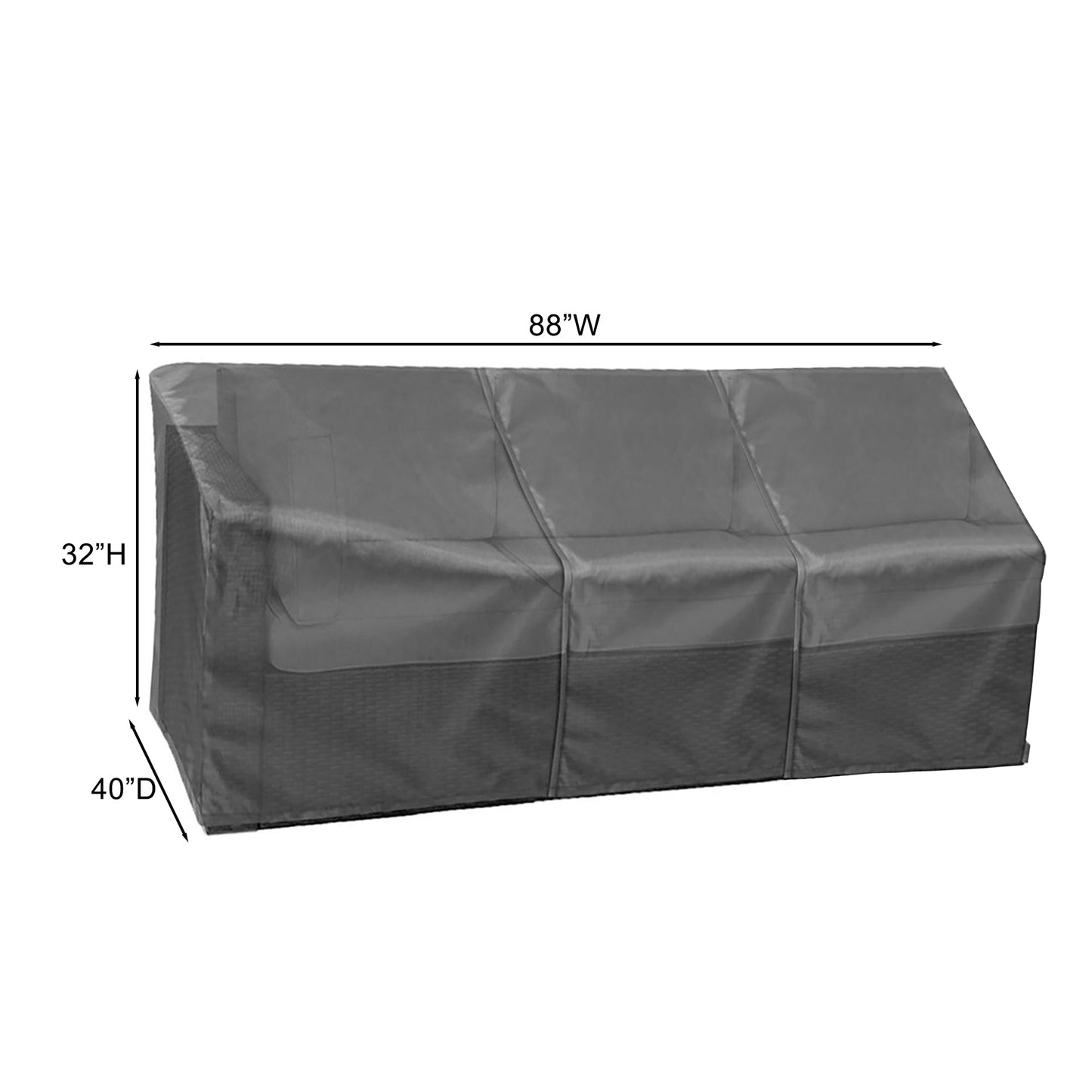 Modular Cover Sofa Left End 88W x 40D Mercury fabric by Shield Outdoor Covers on Tampa Home & Garden Store