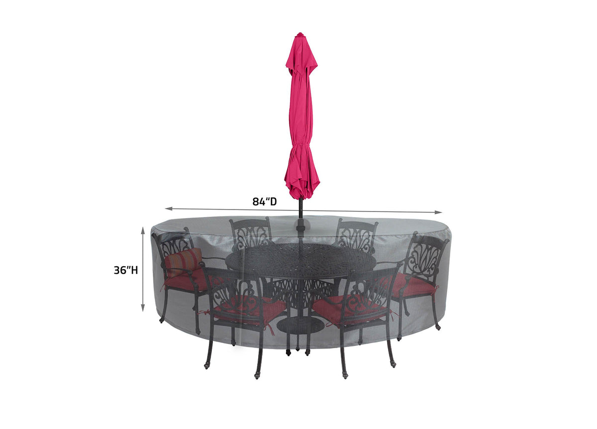 Round/Square table chair cover Mercury gray by Shield Outdoor Covers, 84in diameter on Tampa Home & Garden Store