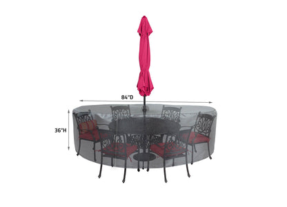 Round/Square table chair cover Mercury gray by Shield Outdoor Covers, 84in diameter on Tampa Home & Garden Store