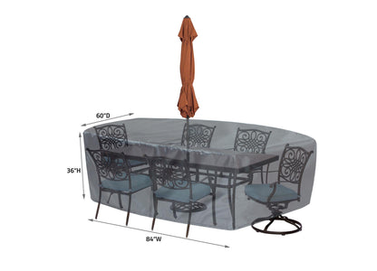 Shield Mercury dining table cover for 587 fits small oval/rectangle outdoor set, gray on Tampa Home & Garden Store
