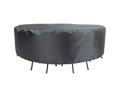 Round table cover charcoal gray with drawcord hem fits 108 dia x 36 tall outdoor table on Tampa Home & Garden Store