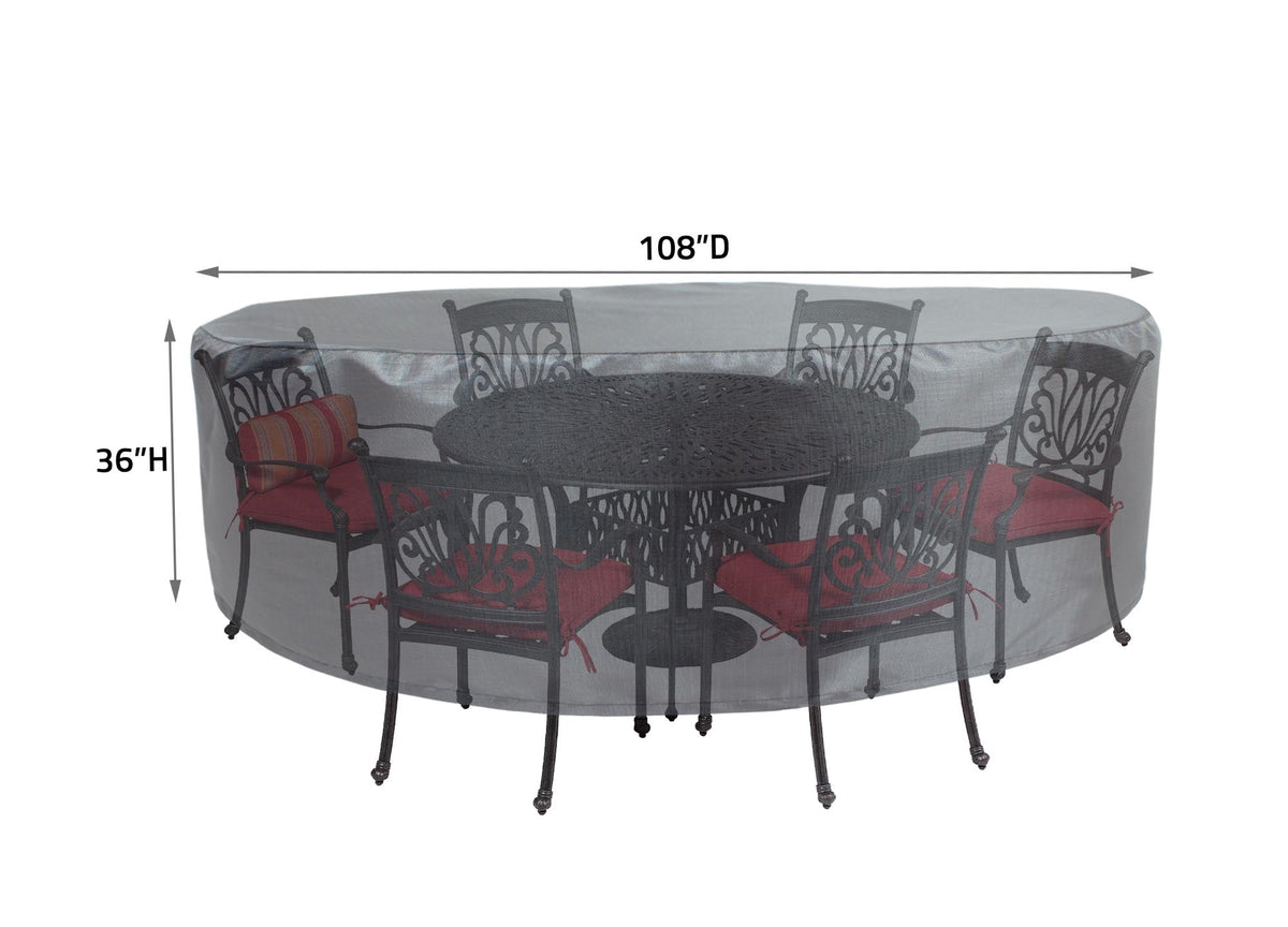 Dining table cover Shield Outdoor Covers Mercury 108 dia round for 6-chair outdoor set on Tampa Home & Garden Store