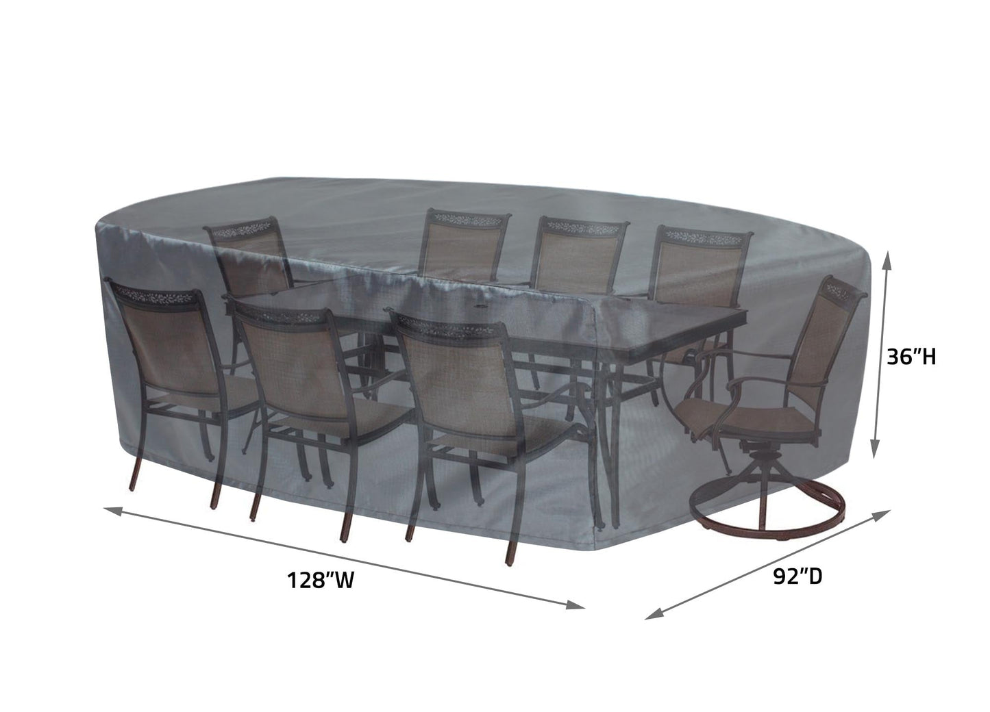 Table Chair Cover Oval/Rectangle X-Large Mercury by Shield Outdoor Covers for 92W x 128D x 36H on Tampa Home & Garden Store