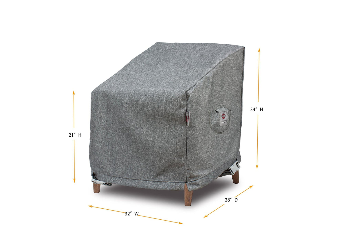 Club Chair Cover Gray Shield Outdoor Covers, 3-layer water/UV, 32W x 28D x 21/34H on Tampa Home & Garden Store