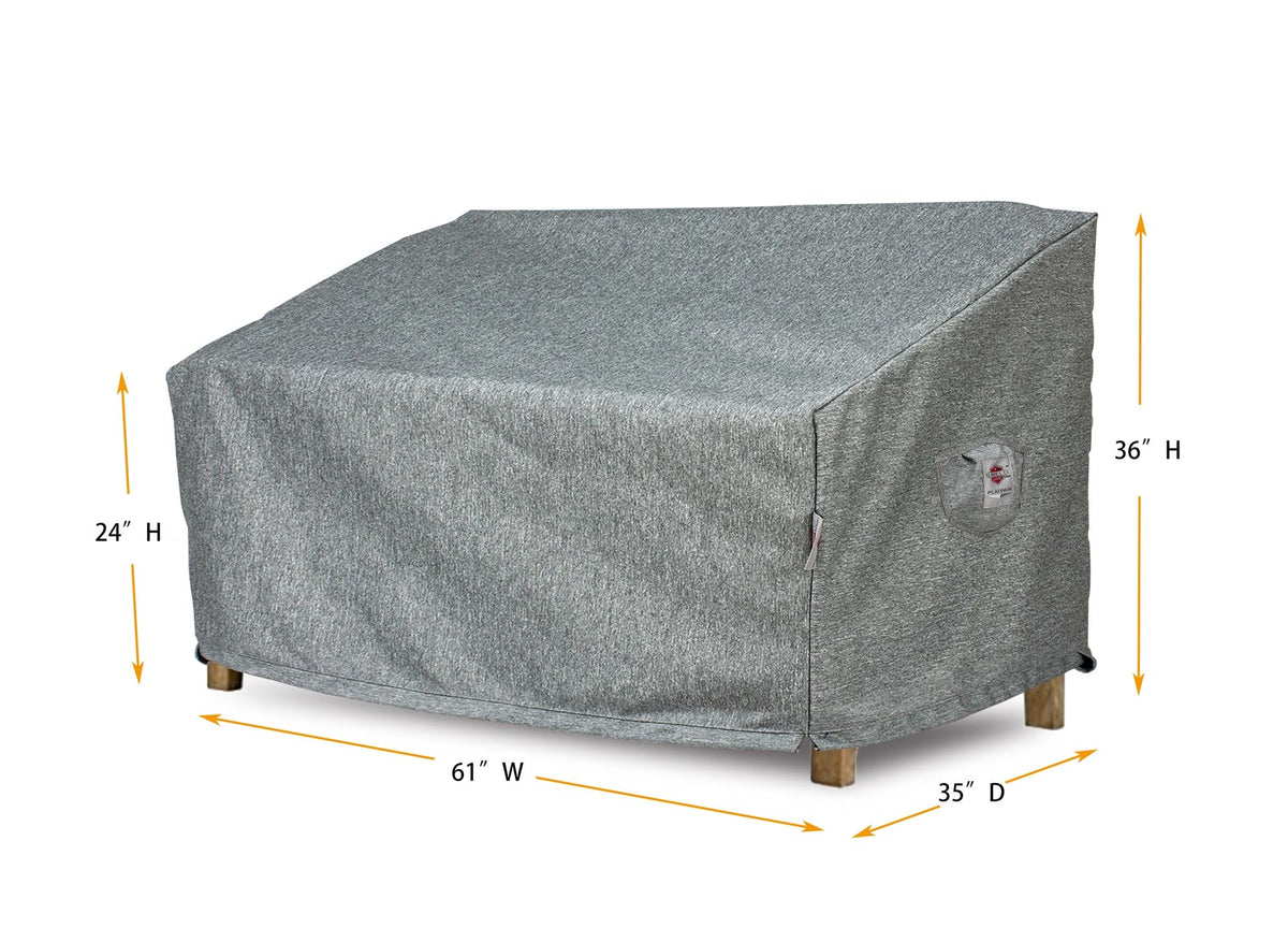 Shield Outdoor Covers Platinum Series gray loveseat cover 3-layer water UV resistant 62.5W x 35D on Tampa Home & Garden Store