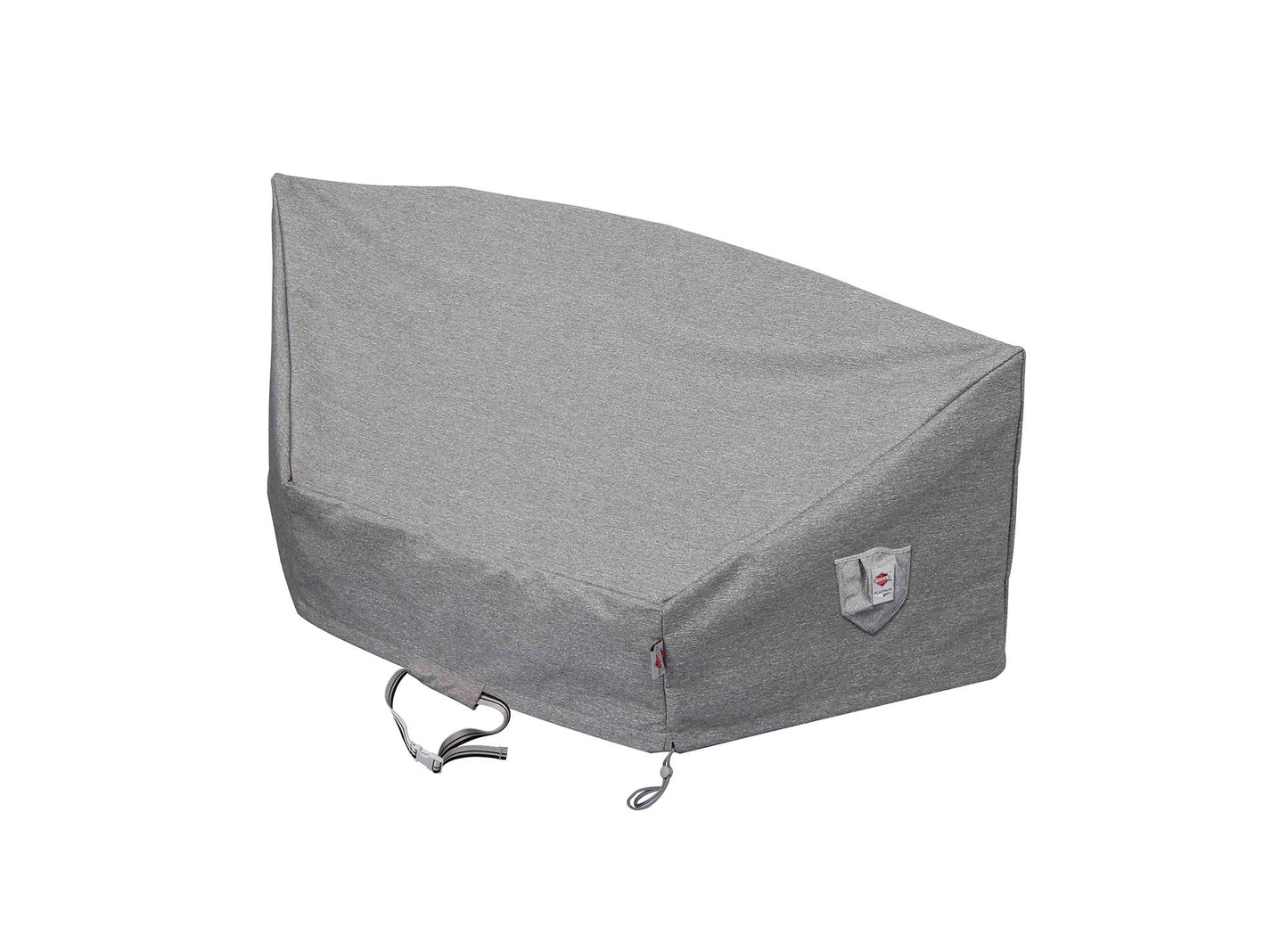 Outdoor circular sofa cover Shield Platinum gray 86''/44''W x 36''D x 32''H with drawstrings on Tampa Home & Garden Store