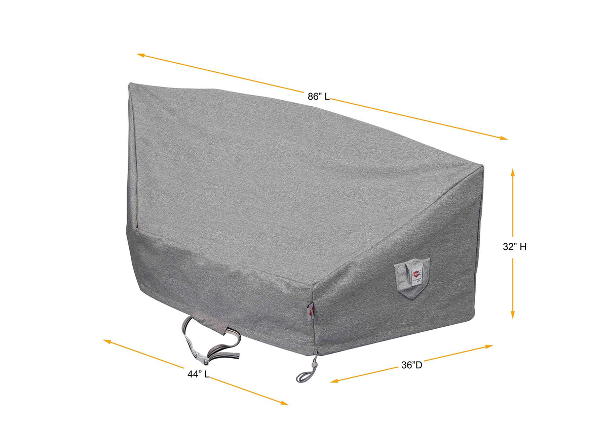 Shield Platinum gray circular sofa cover, 3-layer water/UV resistant with straps, 86inLx32inHx36inD on Tampa Home & Garden Store