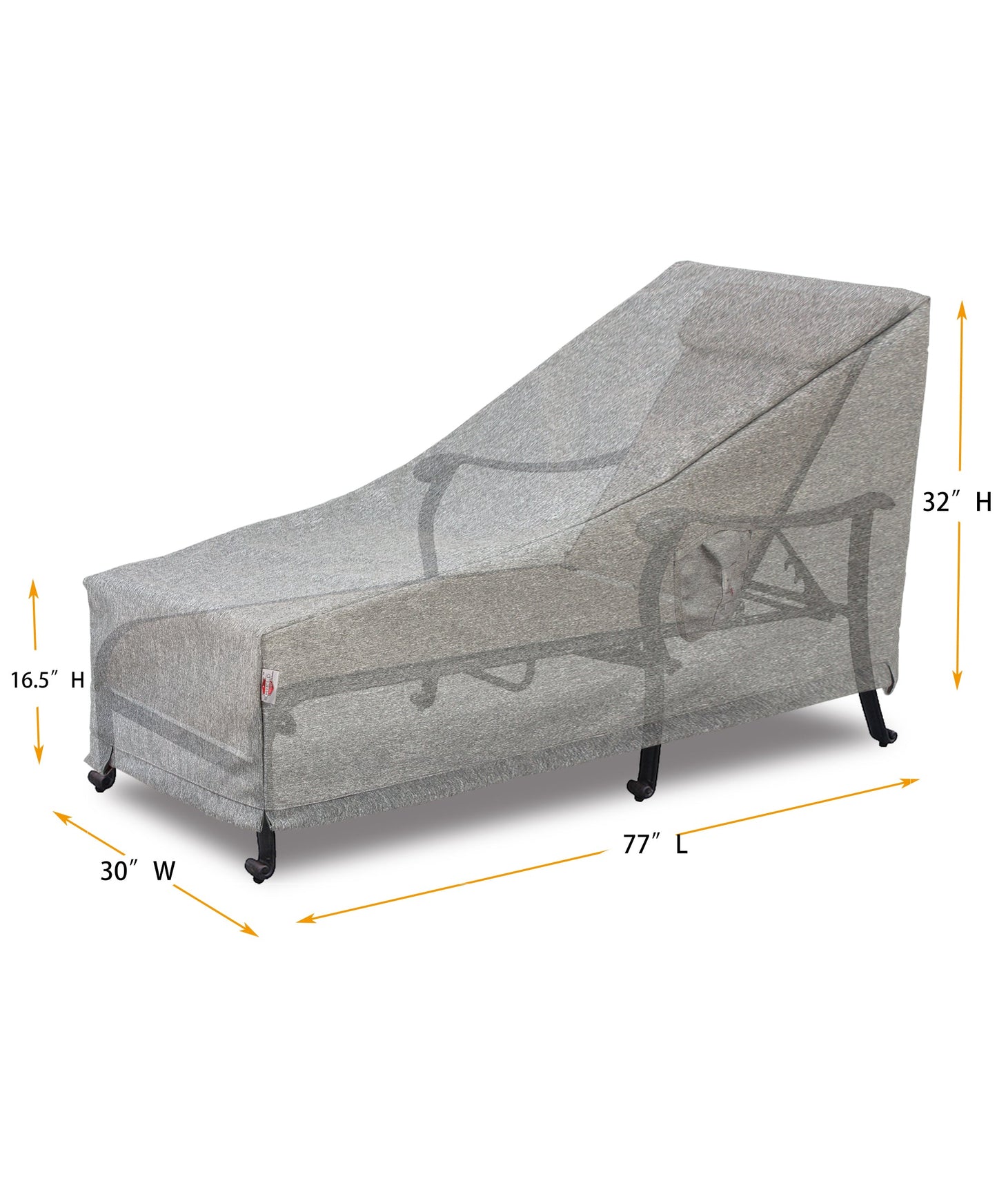 Chaise Lounge Cover Platinum by Shield Outdoor Covers, gray 77W x 30D, 3-layer water UV-resistant on Tampa Home & Garden Store