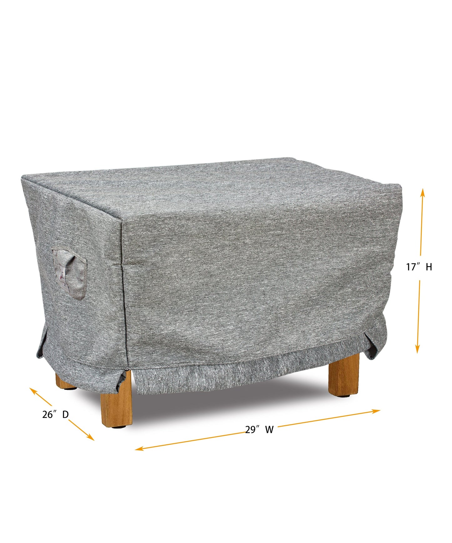 Rectangular ottoman cover, gray, 3-layer water/UV-resistant, 29W x 26D x 17H, outdoor use on Tampa Home & Garden Store