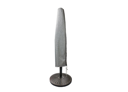 Umbrella cover for market-style round umbrella in platinum gray fabric on Tampa Home & Garden Store