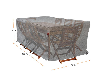 Premium Heavy-Duty Rectangular Dining Set Cover Platinum Series Shield 120W x 78D x 32H on Tampa Home & Garden Store