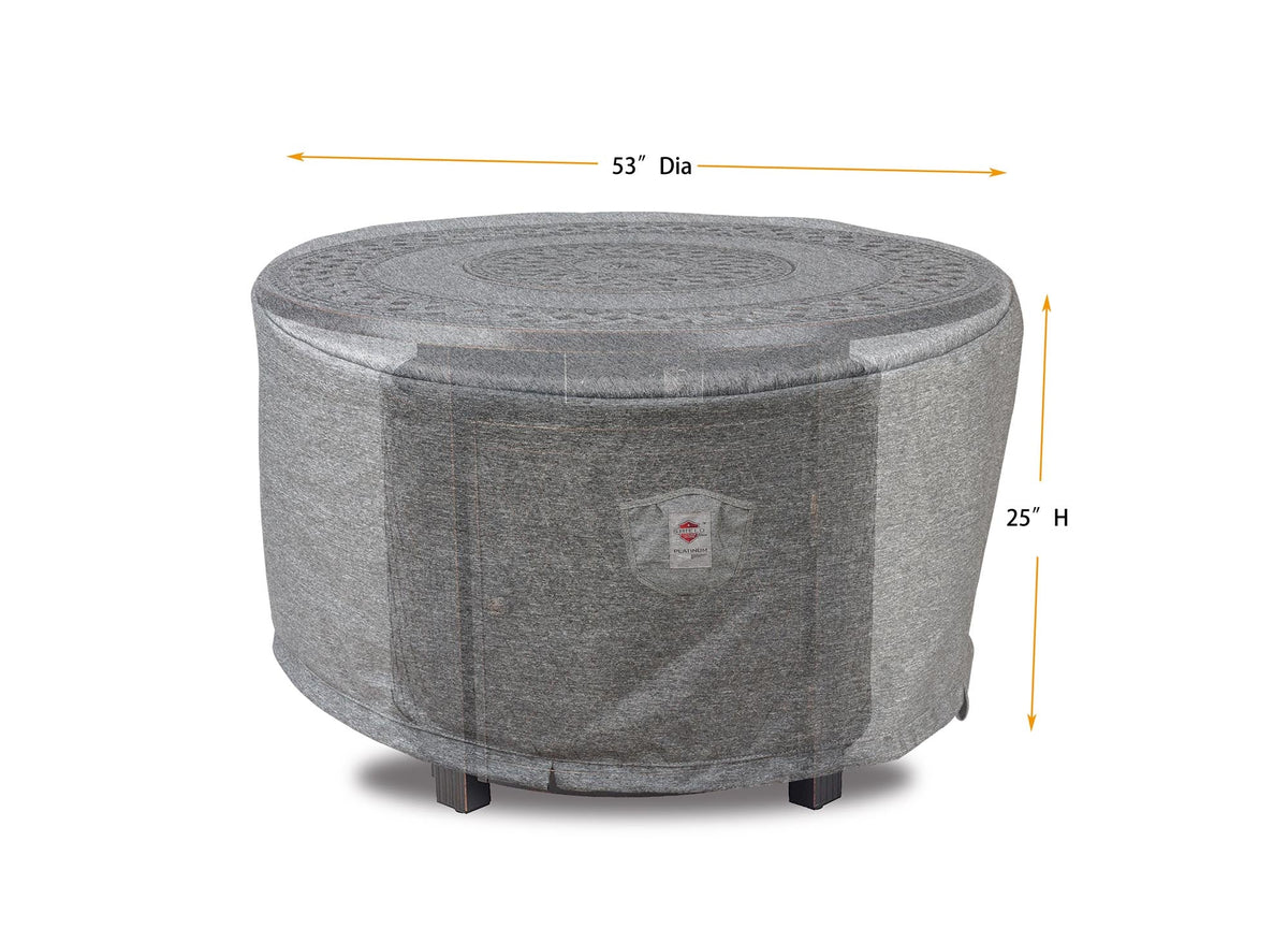 Round fire table cover fabric Shield Outdoor Covers Platinum Series 53 Dia x 25 H 3layer water UV on Tampa Home & Garden Store