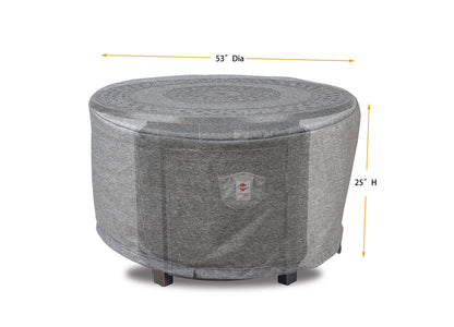 Round fire table cover fabric Shield Outdoor Covers Platinum Series 53 Dia x 25 H 3layer water UV on Tampa Home & Garden Store