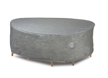 Premium heavy-duty round dining table cover in gray fabric, 94Dia x 32H, Platinum Series on Tampa Home & Garden Store