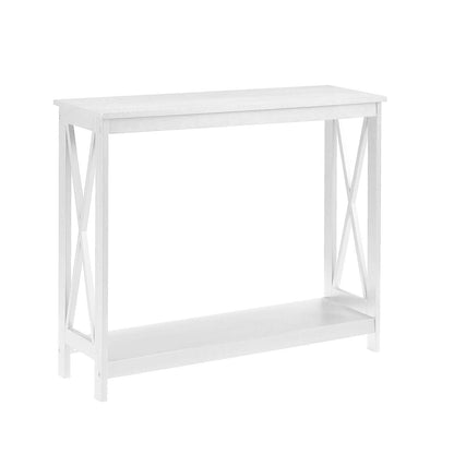 Mesa de sofá consola de madera blanca con estante de almacenamiento inferior