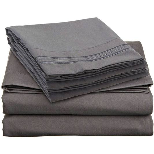 King size Microfiber Sheet Set in Charcoal Stone Gray - Tampa Home & Garden Store