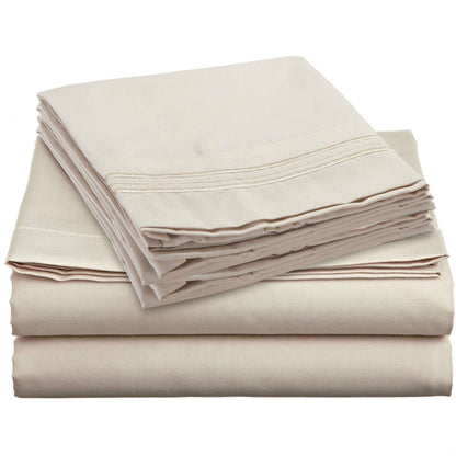 Juego de sábanas King size de 4 piezas en microfibra cepillada color crema beige