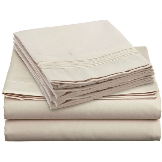 King size 4-Piece Sheet Set in Beige Cream Brushed Microfiber - Tampa Home & Garden Store