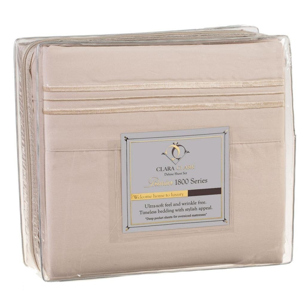 Juego de sábanas King size de 4 piezas en microfibra cepillada color crema beige