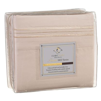 Juego de sábanas King size de 4 piezas en microfibra cepillada color crema beige
