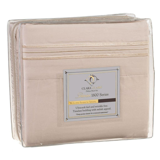 King size 4-Piece Sheet Set in Beige Cream Brushed Microfiber - Tampa Home & Garden Store
