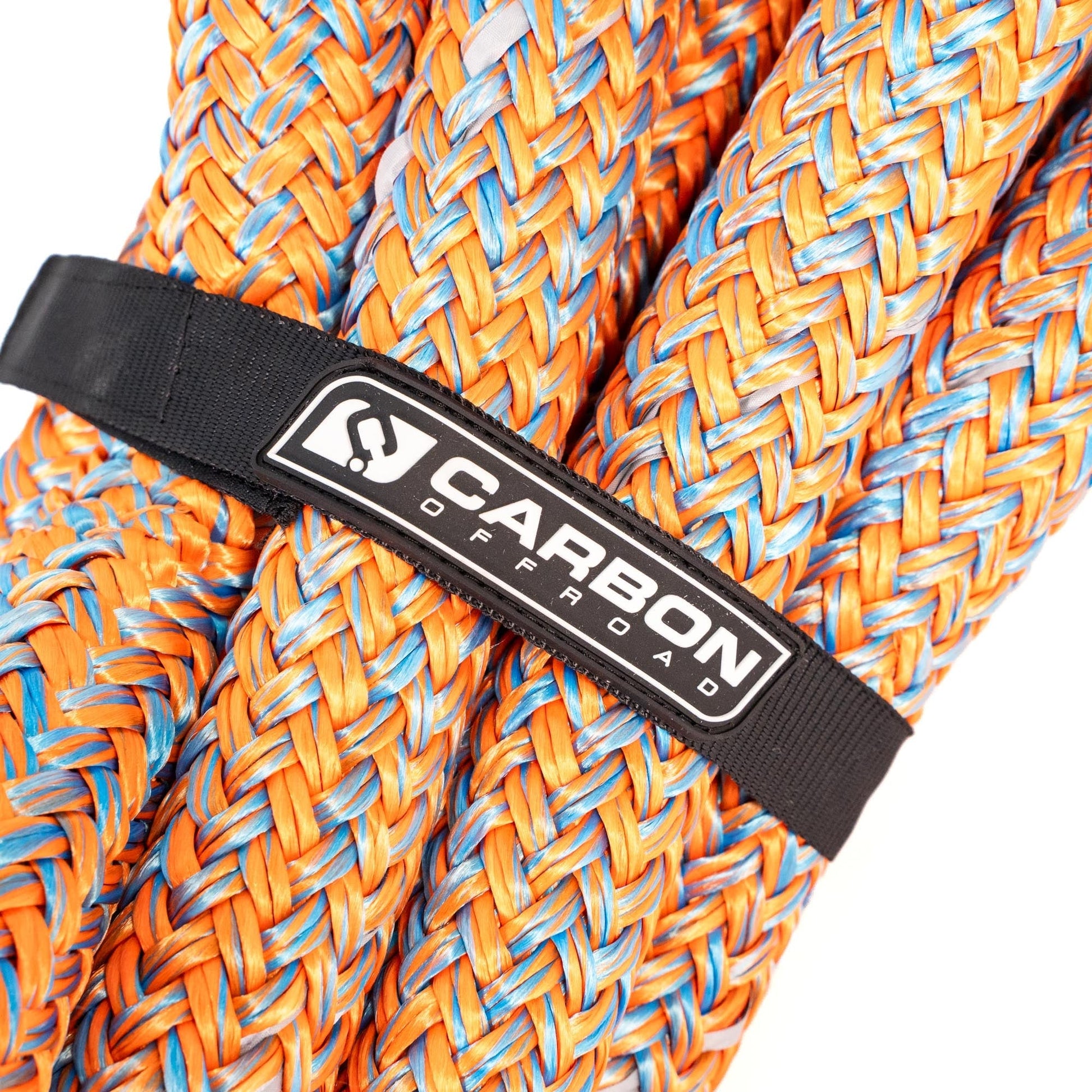 High-Vis Large Vehicle Kinetic Recovery Rope, orange-blue braided nylon, Carbon Offroad USA on Tampa Home & Garden Store