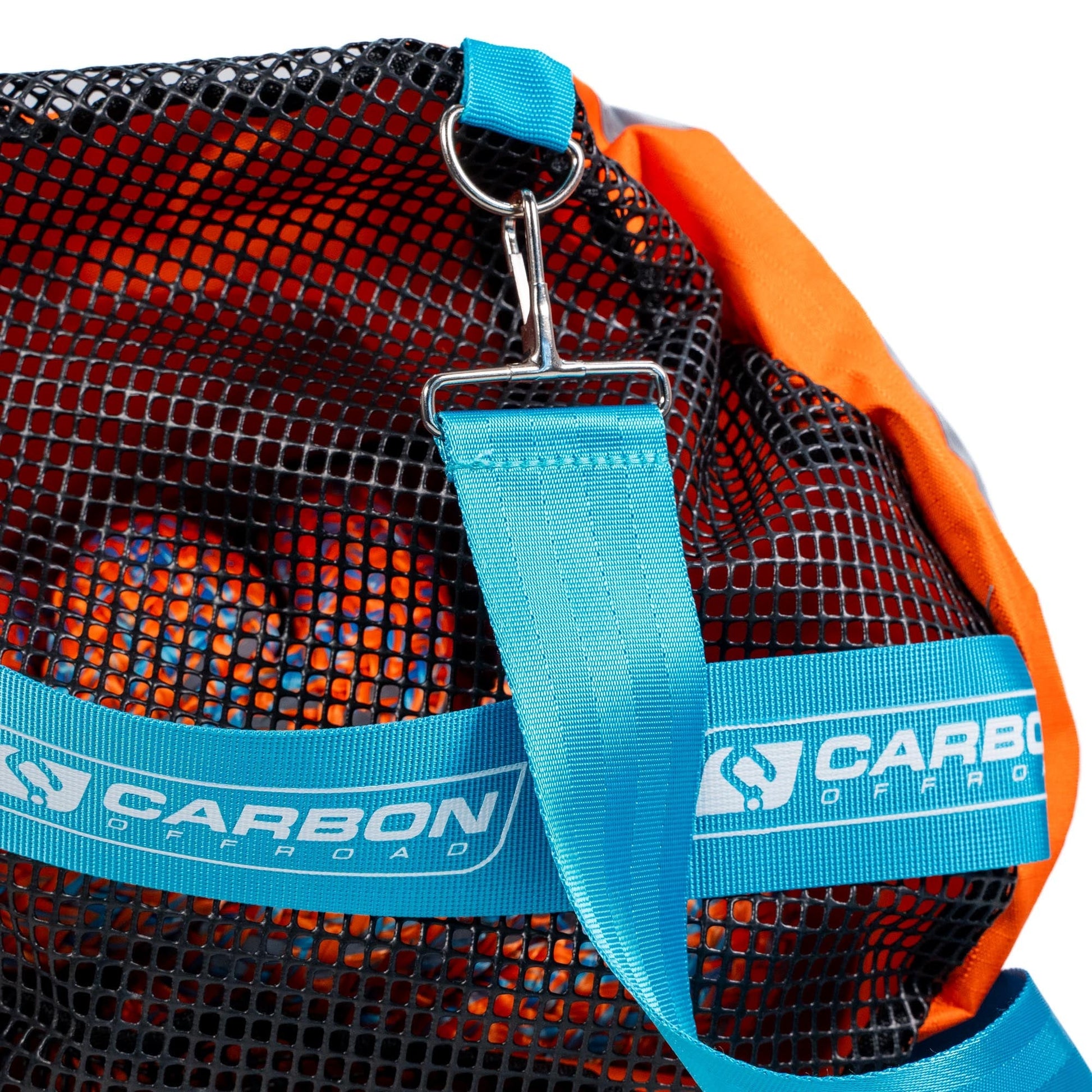 High-Vis Large Vehicle Kinetic Recovery Rope with blue strap and metal D-ring in mesh bag on Tampa Home & Garden Store