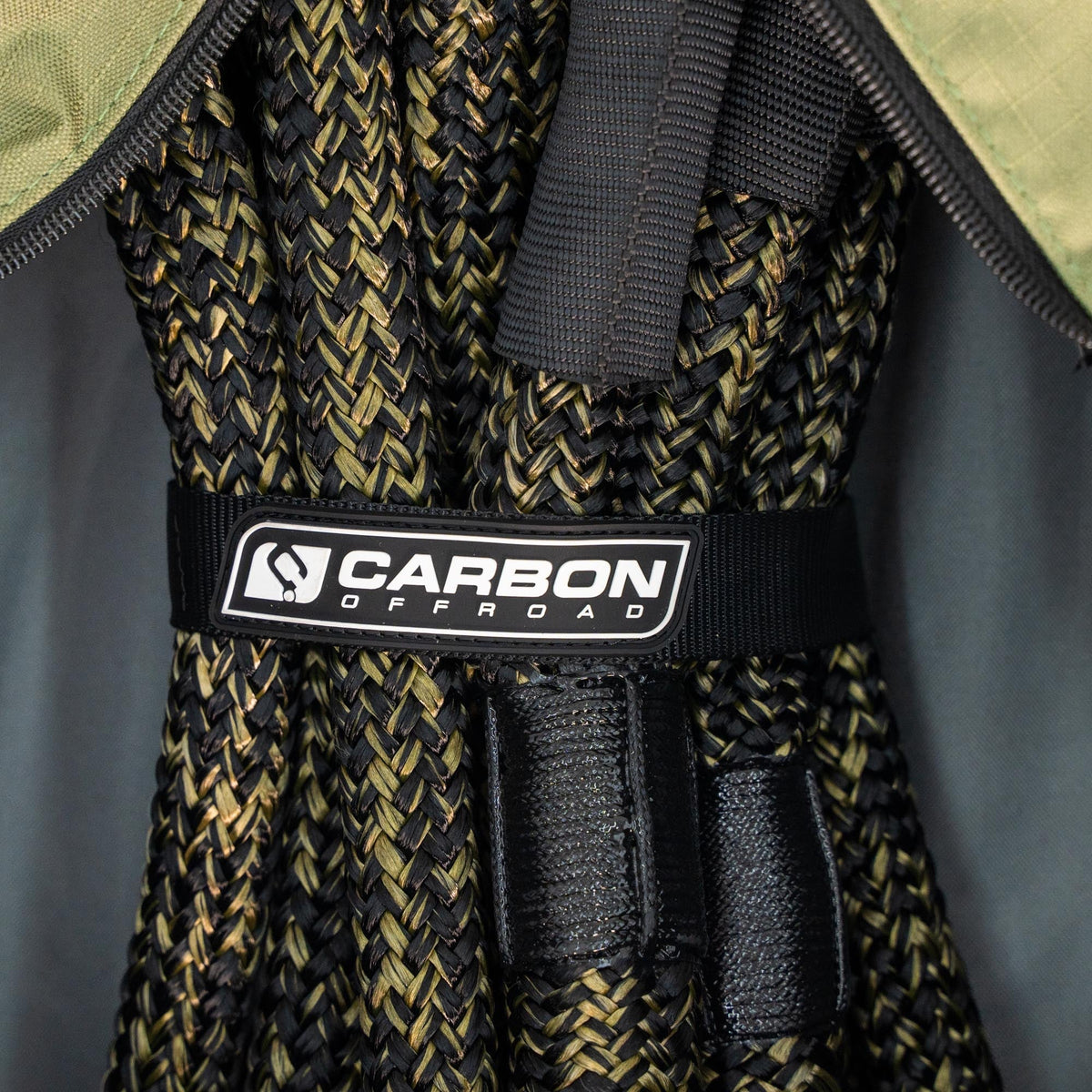 TAC 4x4 vehicle kinetic recovery rope braided black olive rope with Carbon Offroad patch on Tampa Home & Garden Store