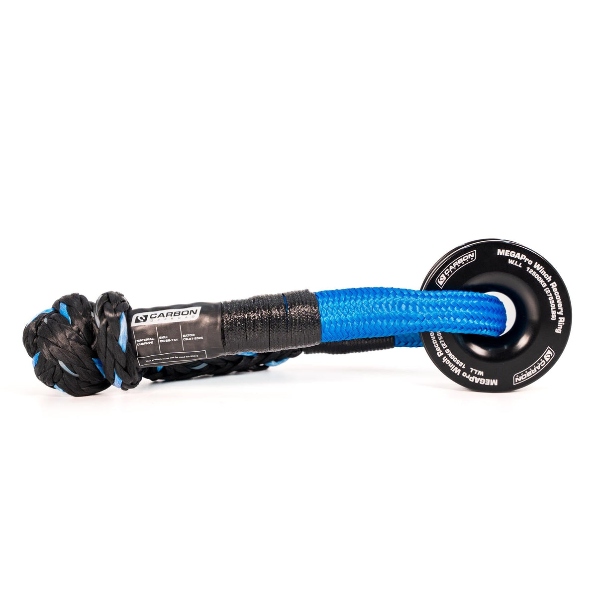 Recovery Ring and Soft Shackle Combo by Carbon Offroad USA; blue rope, black ring on Tampa Home & Garden Store