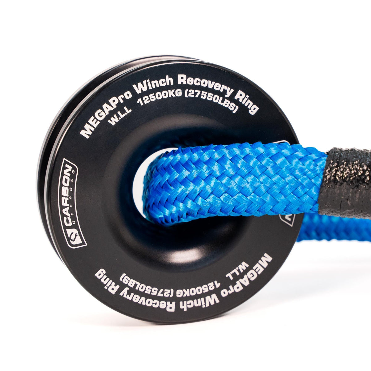 Recovery Ring and Soft Shackle Combo Carbon Offroad USA with blue rope on winch spool on Tampa Home & Garden Store