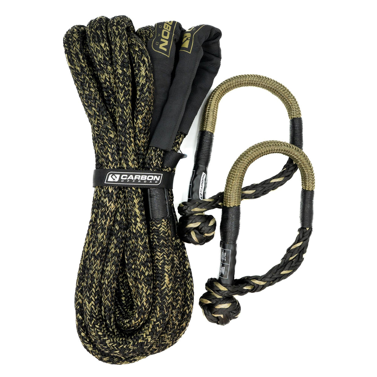 TAC 4x4 Recovery Rope and Soft Shackle Combo braided black-tan ropes Carbon Offroad on Tampa Home & Garden Store