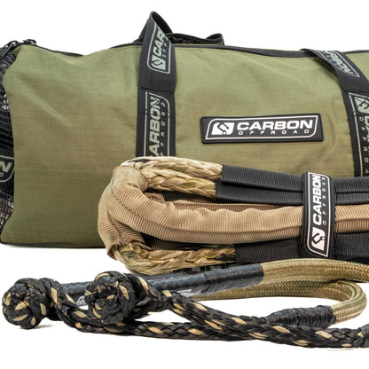 TAC recovery rope and soft shackle combo in olive bag Carbon Offroad branding on Tampa Home & Garden Store