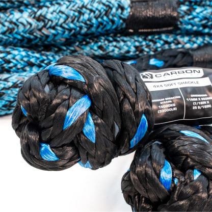 4x4 Vehicle Recovery Rope and Soft Shackle Combo, black/blue rope Carbon Offroad USA on Tampa Home & Garden Store