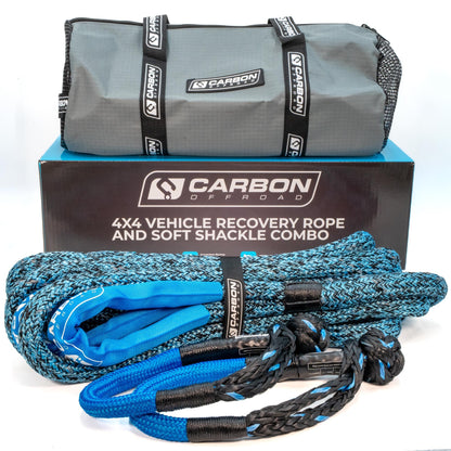 4x4 Vehicle Recovery Rope and Soft Shackle Combo in gray bag with Carbon Offroad branding on Tampa Home & Garden Store