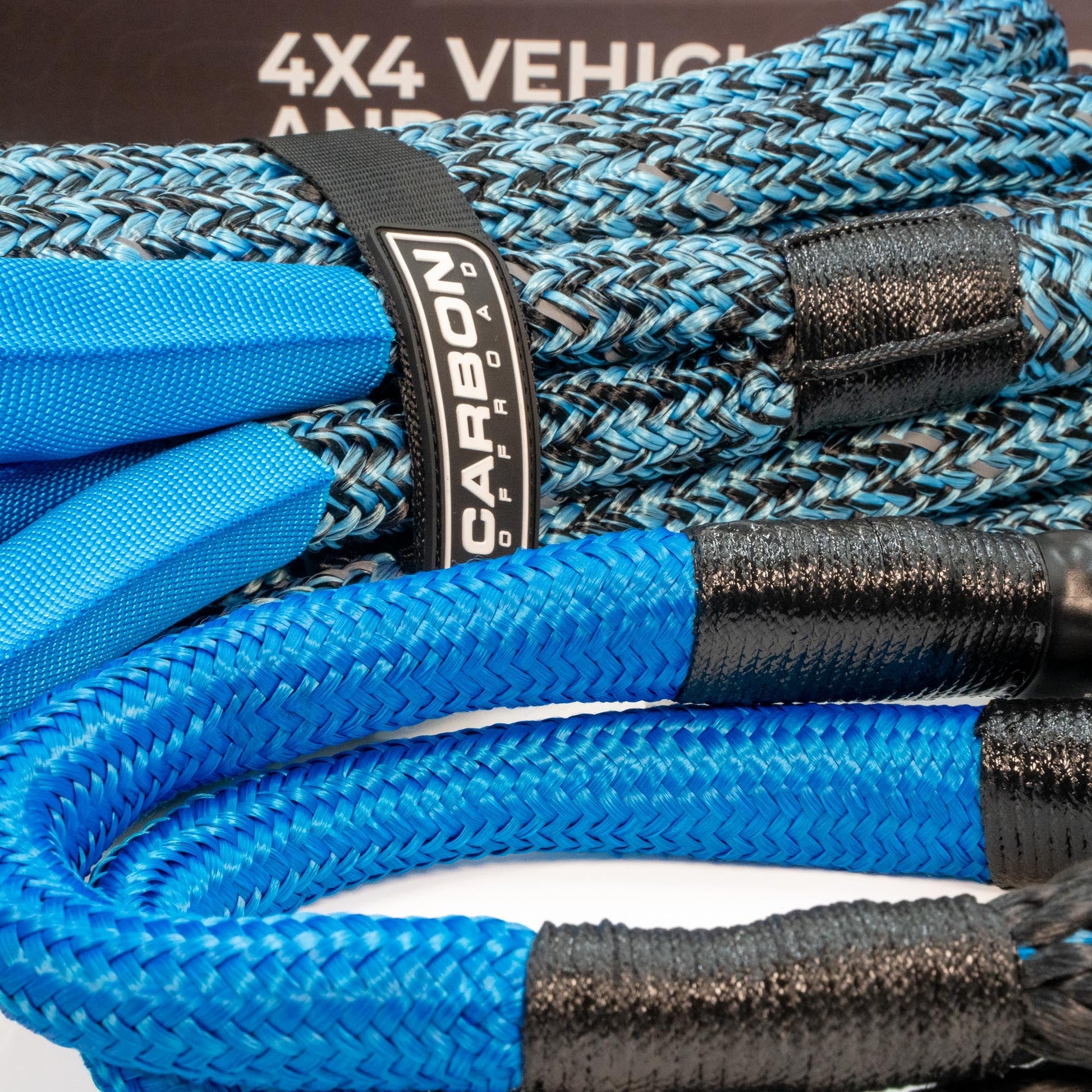 4x4 Vehicle Recovery Rope and Soft Shackle Combo blue braided ropes with Carbon Offroad branding on Tampa Home & Garden Store