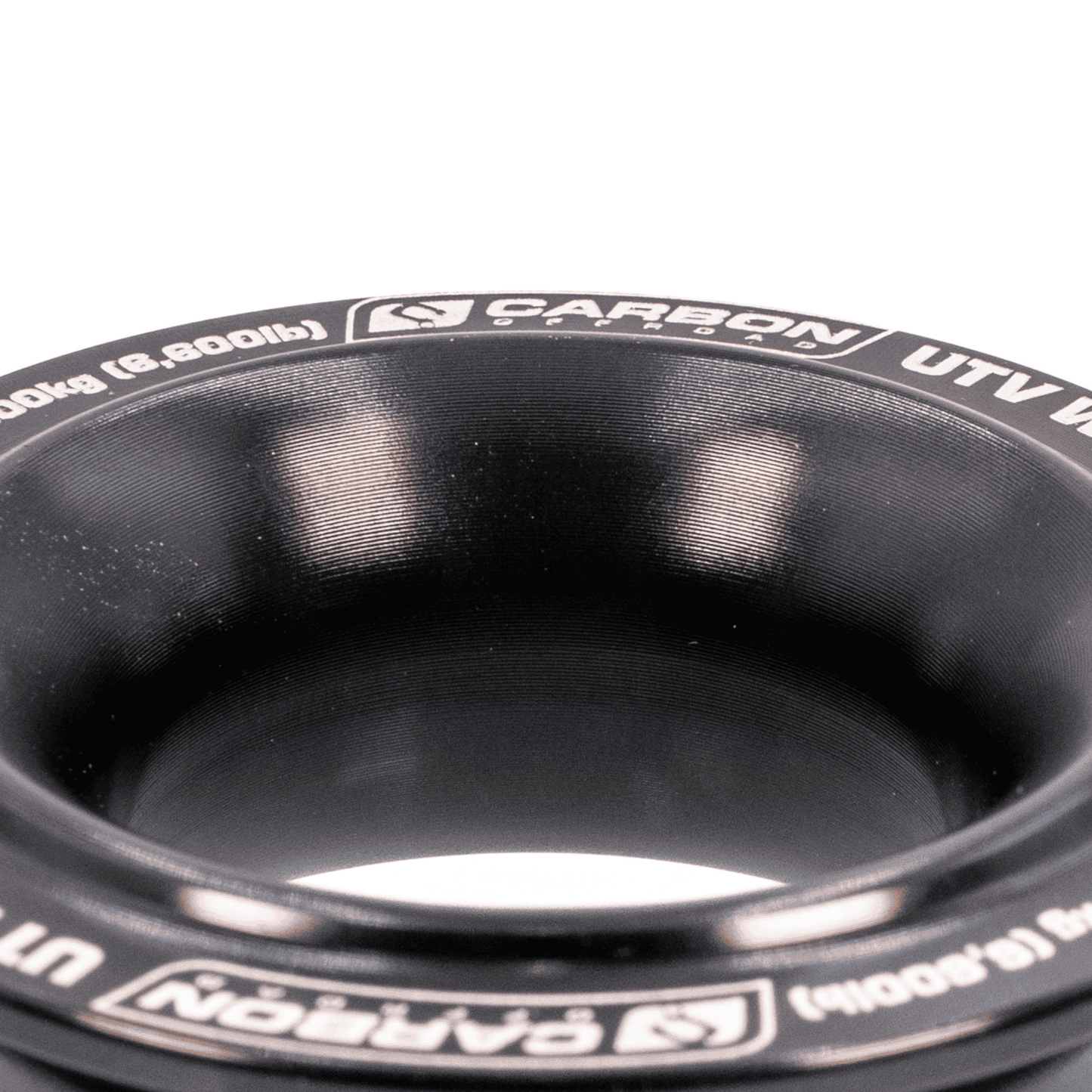 UTV winch recovery ring by Carbon Offroad USA in carbon fiber finish, circular close-up on Tampa Home & Garden Store