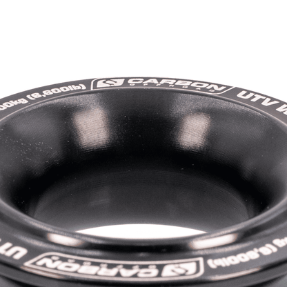 UTV winch recovery ring by Carbon Offroad USA in carbon fiber finish, circular close-up on Tampa Home & Garden Store