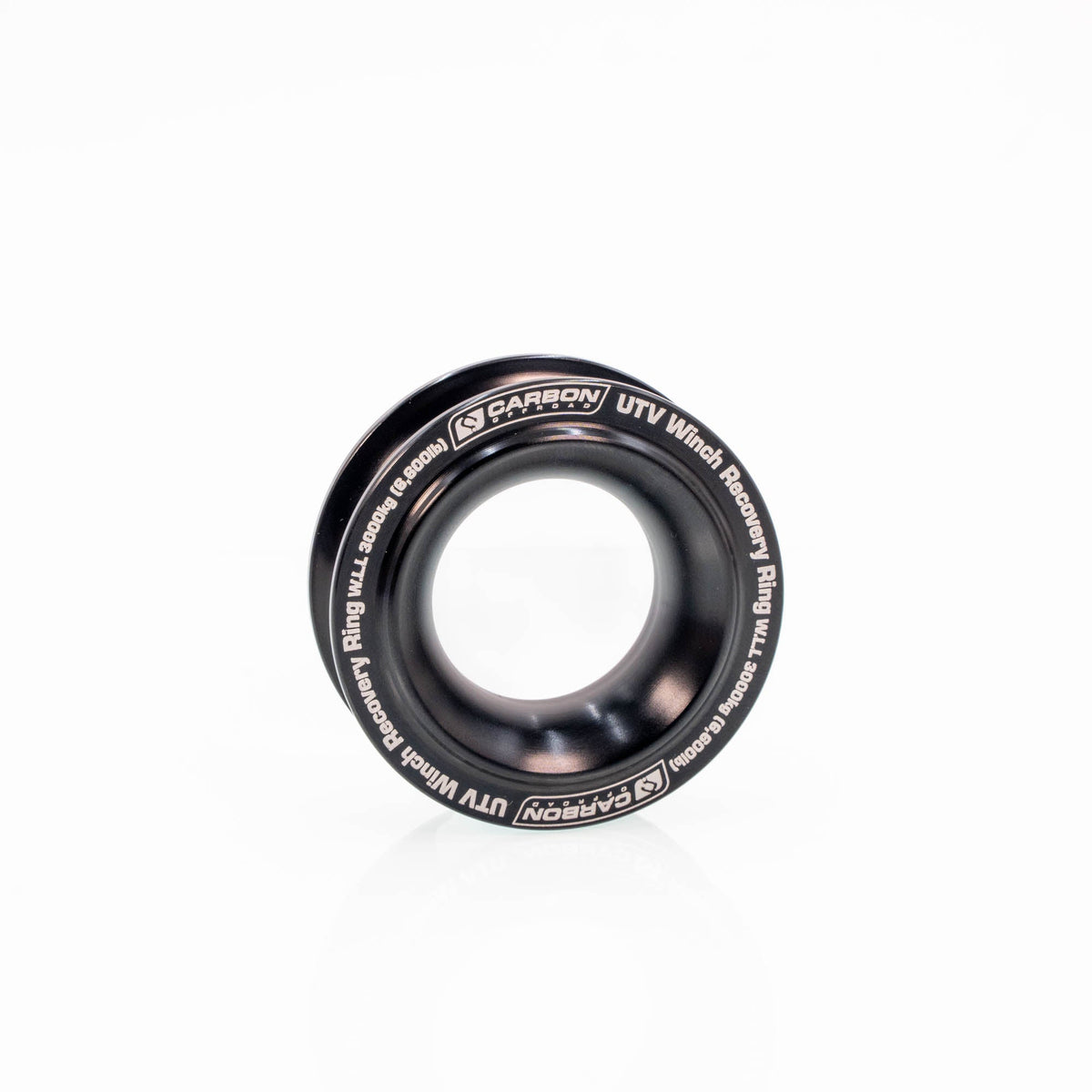 UTV winch recovery ring by Carbon Offroad USA, black metal with white branding, ATV/SXS towing on Tampa Home & Garden Store